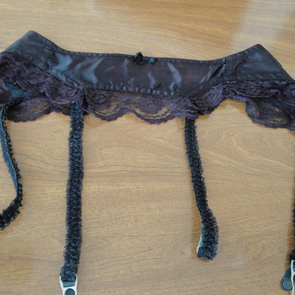 Black lace satiny garter belt